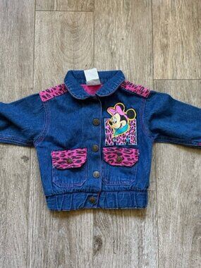 Vintage 90s Disney Mickey Stuff Minnie Mouse Jean Jacket Kids 18 Months